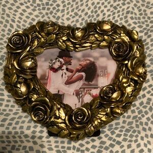 Gold Floral Heart-Shaped Photo Frame